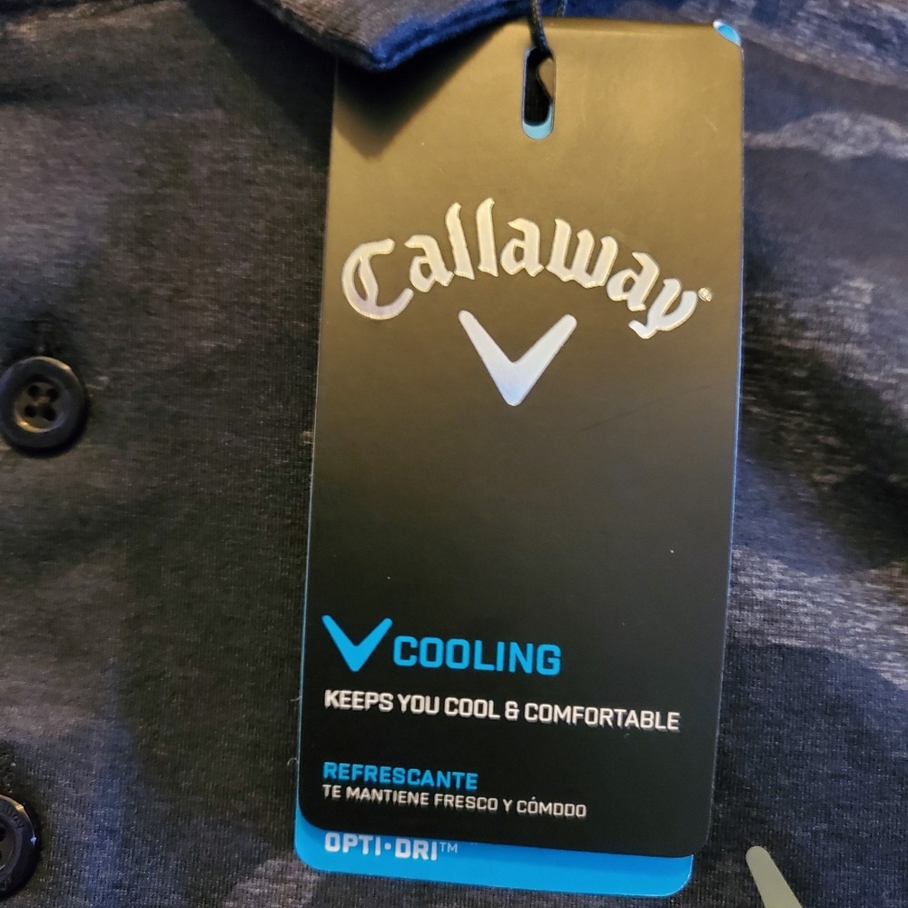 Callaway Polo Golf Shirt Men 2XL Black Camo Opti Dri Cooling Performance New - Picture 5 of 10